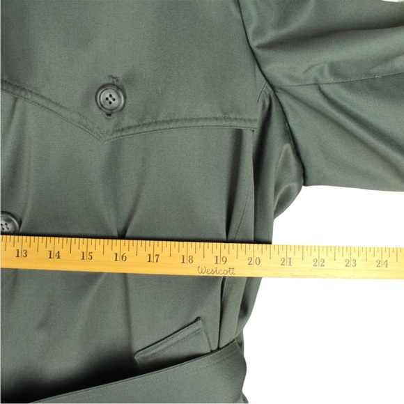 Vintage Towne London Fog Trench Coat Removable Liner Belted 44 Green Pockets - Picture 10 of 15